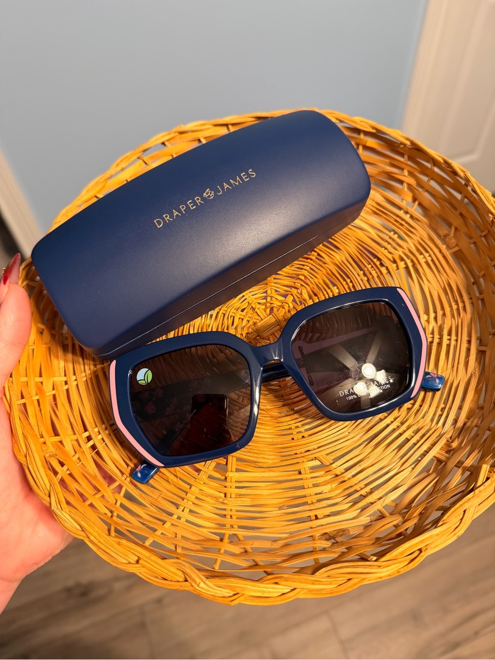Draper James Navy Sunglasses with Pink Trim
